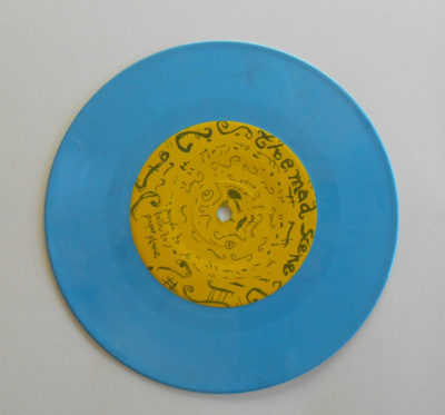 Sky blue colored record opaque 7 inch vinyl record